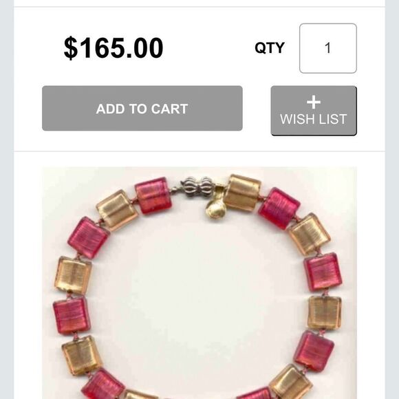 Venetian Bead Necklace. Rubino Platino and Champagne Pink Murano Beads. - Picture 11 of 11